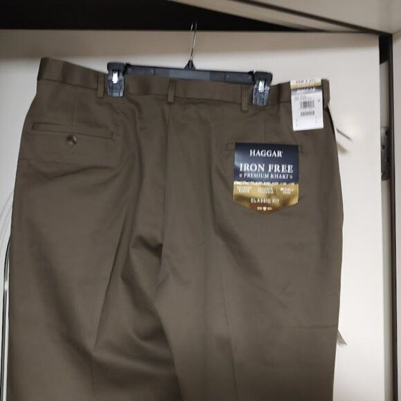 New Haggar Classic Fit Wrinkle Free Brown Premium Khaki Pants Size Men's 40/31 - Picture 3 of 3